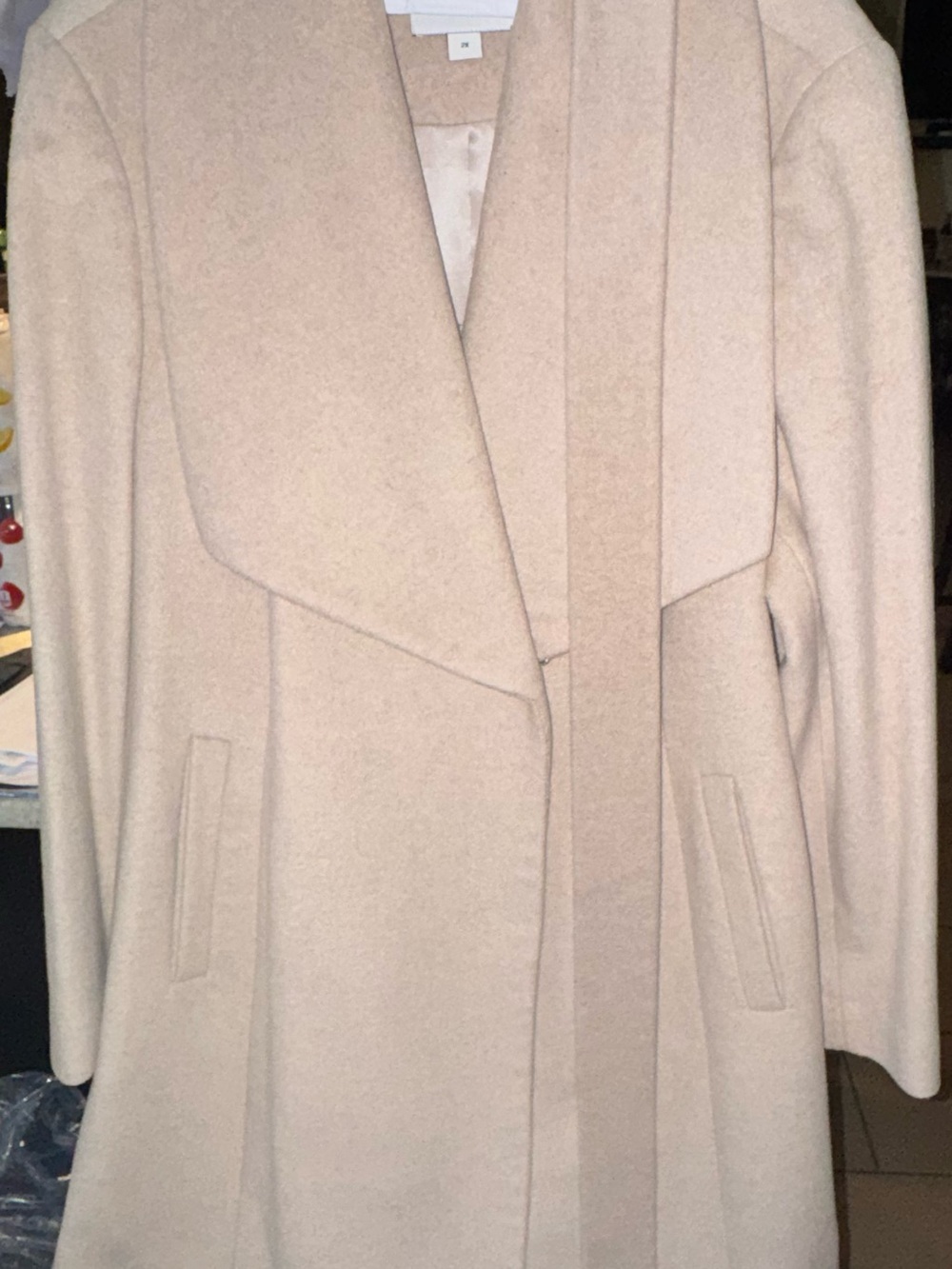 Cole Haan Light Beige Trench Coat with Self-Tie Belt